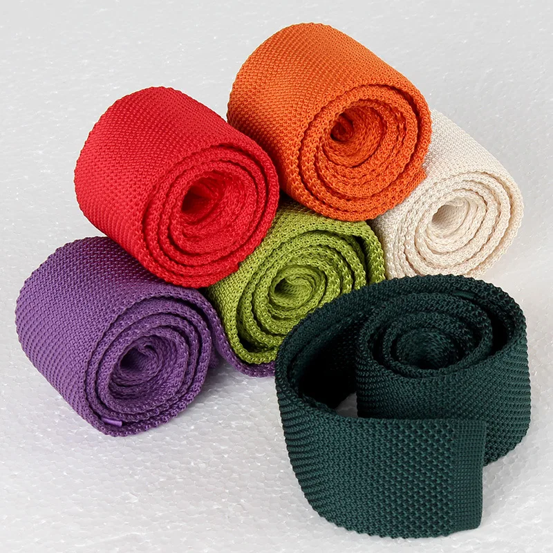 British Style Casual Men's Solid Knitted Neck Ties Formal Business Red Navy Brown Neckties Handmade Tuxedo Cravats Accessorries