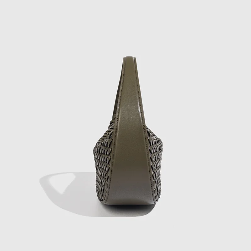 Fashion Woven Design Women's Bag Half Moon Crescent Bags for Women Handbags and Purse PU Leather Underarm Shoulder Crossbody Bag