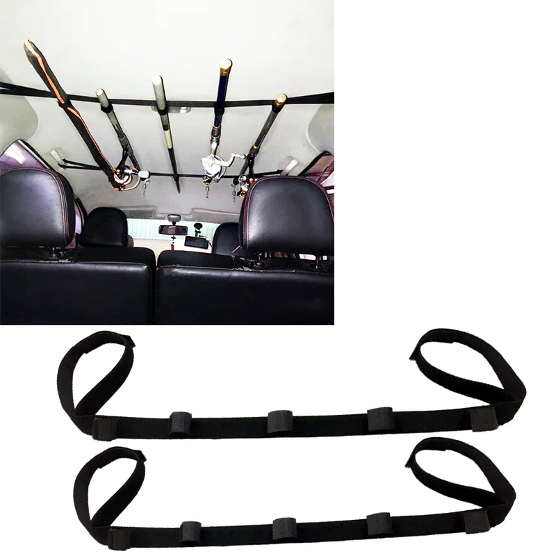 2 Pcs Vehicle Fishing Rod Holder for Car Adjustable Easy Install Fishing Car Rod Carrier Belt Strap For SUV Wagons Van