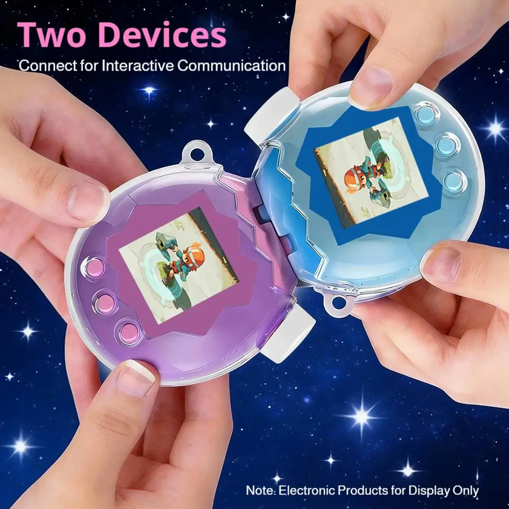 Suitable for Tamagotchi amusement park protective cases transparent glitter electronic pet shells with button caps