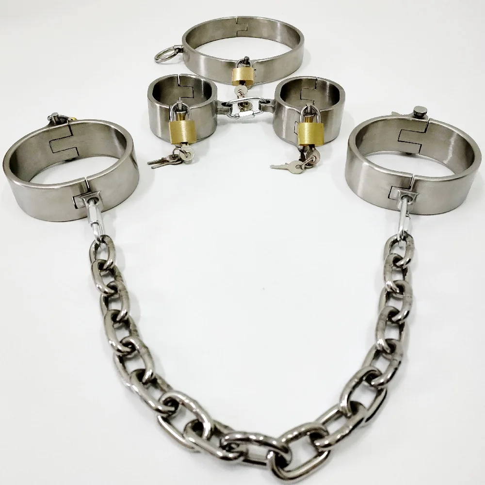 Alternative Erotic Lightweight 304 Stainless Steel Pin Lock Handcuffs Ankle Cuffs Couple Erotic BDSM