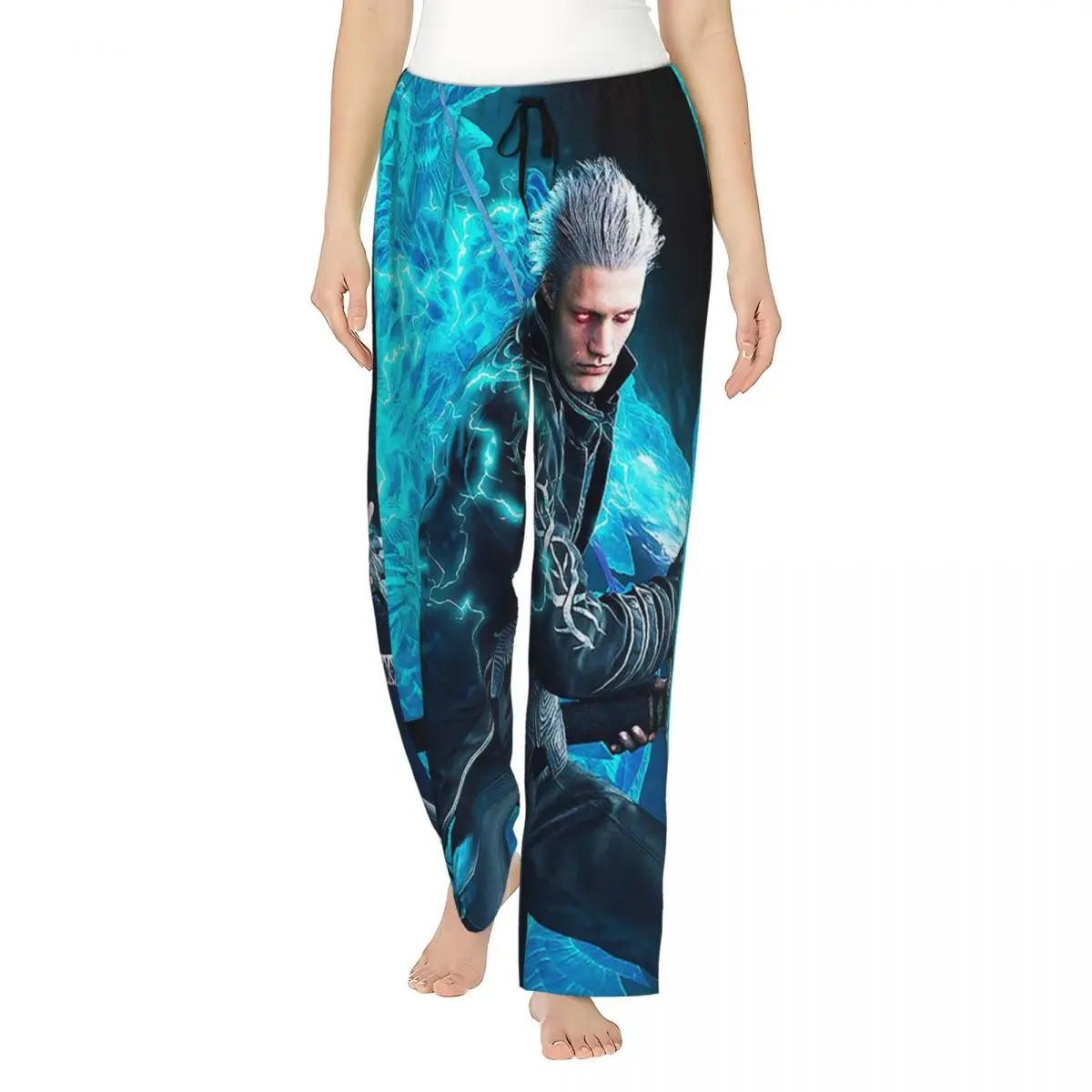 

Женские пижамные брюки Custom Vergil из серии Devil May Cry с карманами для отдыха и сна