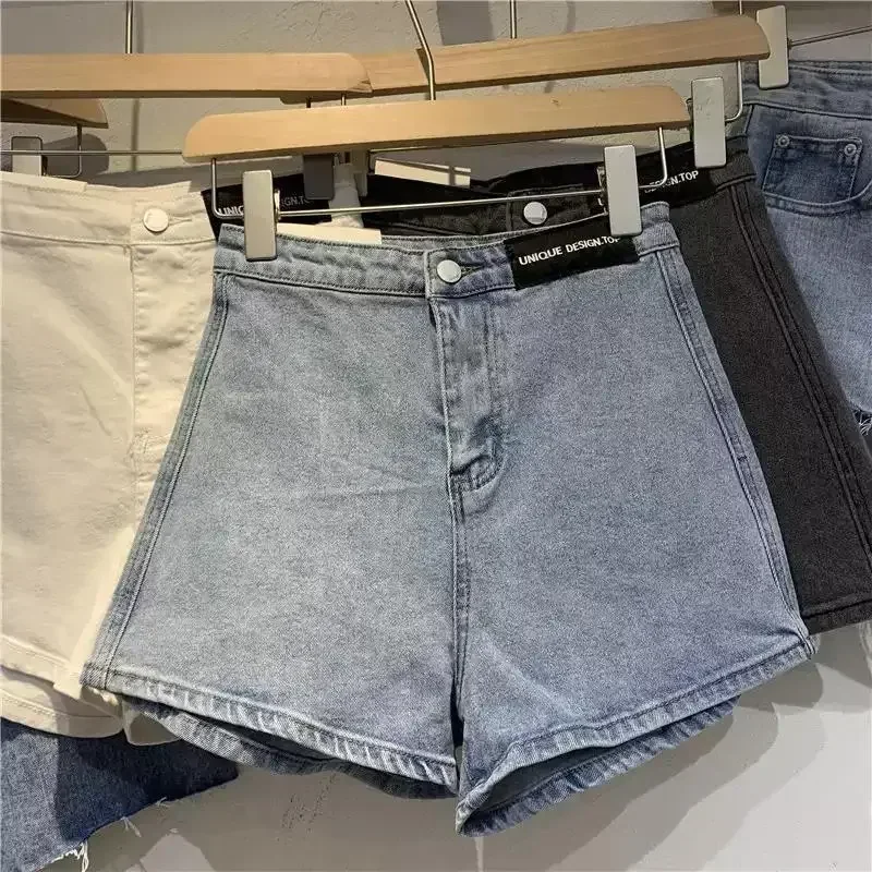 

Denim Shorts Women Solid Black Streetwear Zipper Fly Stretchy Trousers High Waist Summer All-match Vintage Casual Short Hot Sale