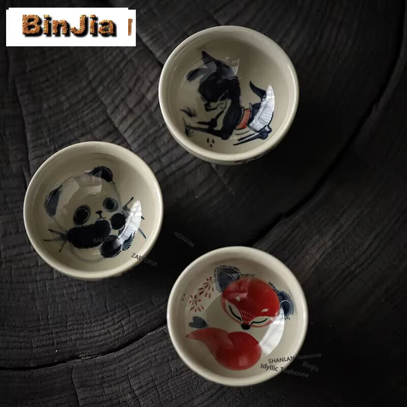100ml Plant Ash Handmade Tea-calix Household Hand-painted Master Cup Luxury Beautiful Bowl Fragrance Cup Tea Items Ornaments