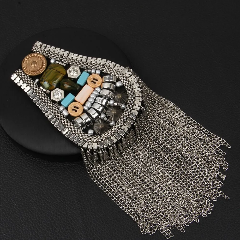 Classical Epaulet Tassel Chain Shoulder Board Shoulder Flash Brooch Fringe Shoulder Mark Punk Cool Beads Epaulette Theatre