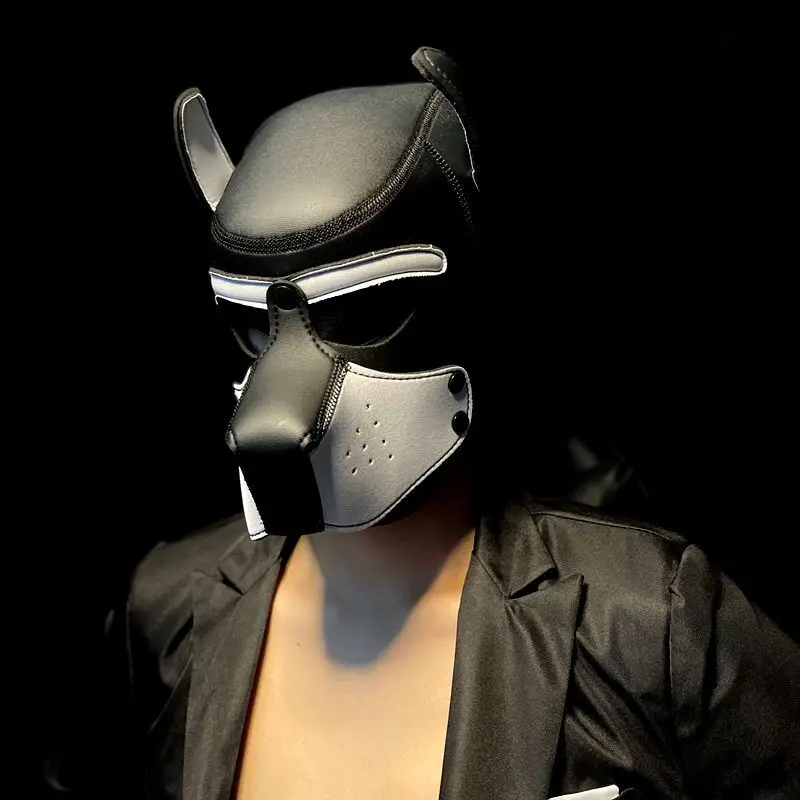 Dog Mask for Face Adult Puppy Cosplay Mask Hood Padded Rubber Men Women Masque Rave Carnaval Role Play Mask Halloween