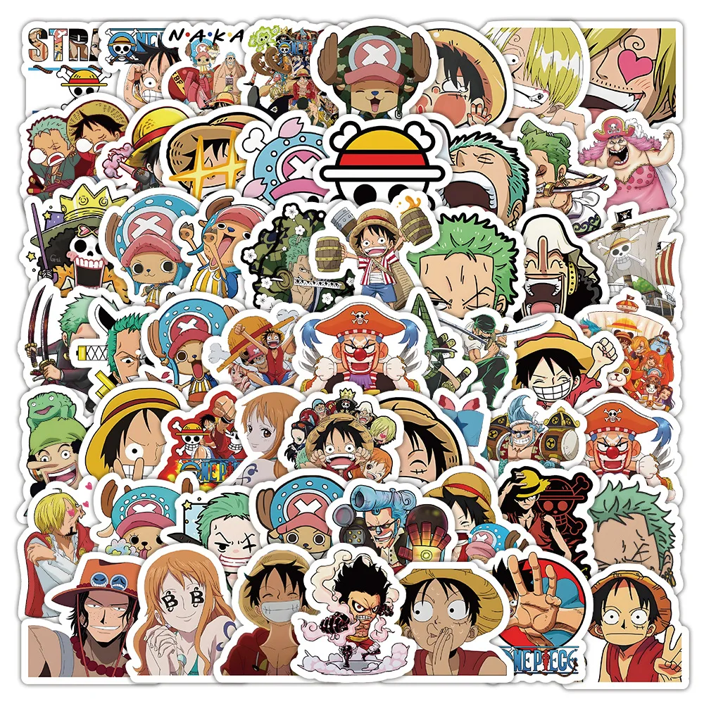 50pcs One Piece Cartoon Kawaii Stickers Mobile Phone Case Luggage DIY Decorative Supplies Waterproof Stickers For Kids Toy