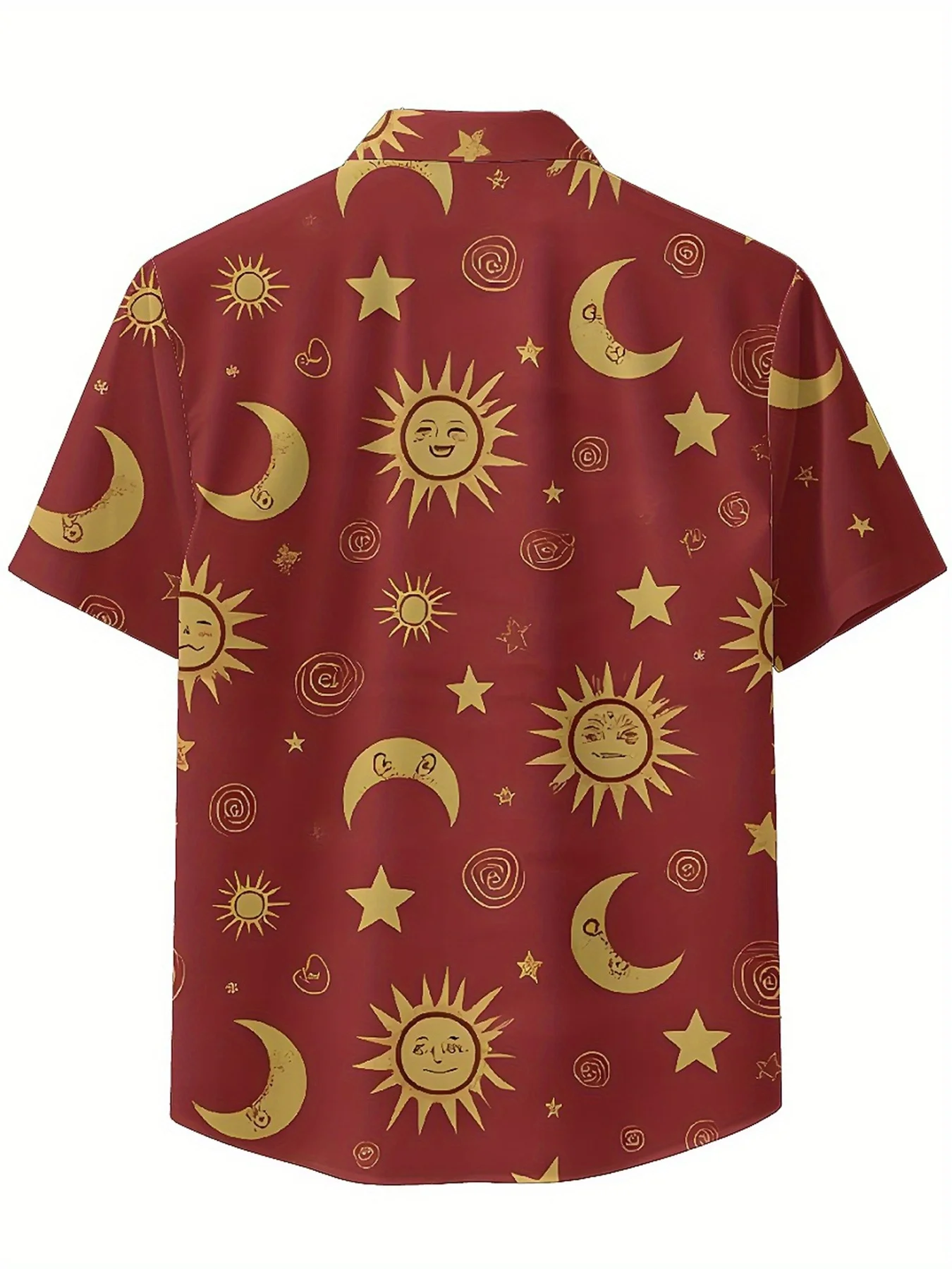 Men's Plus Size Hawaiian Shirts Stars and Sun Smiley Faces Pattern,Premium Comfort Youth Clothes,Y2K Tops