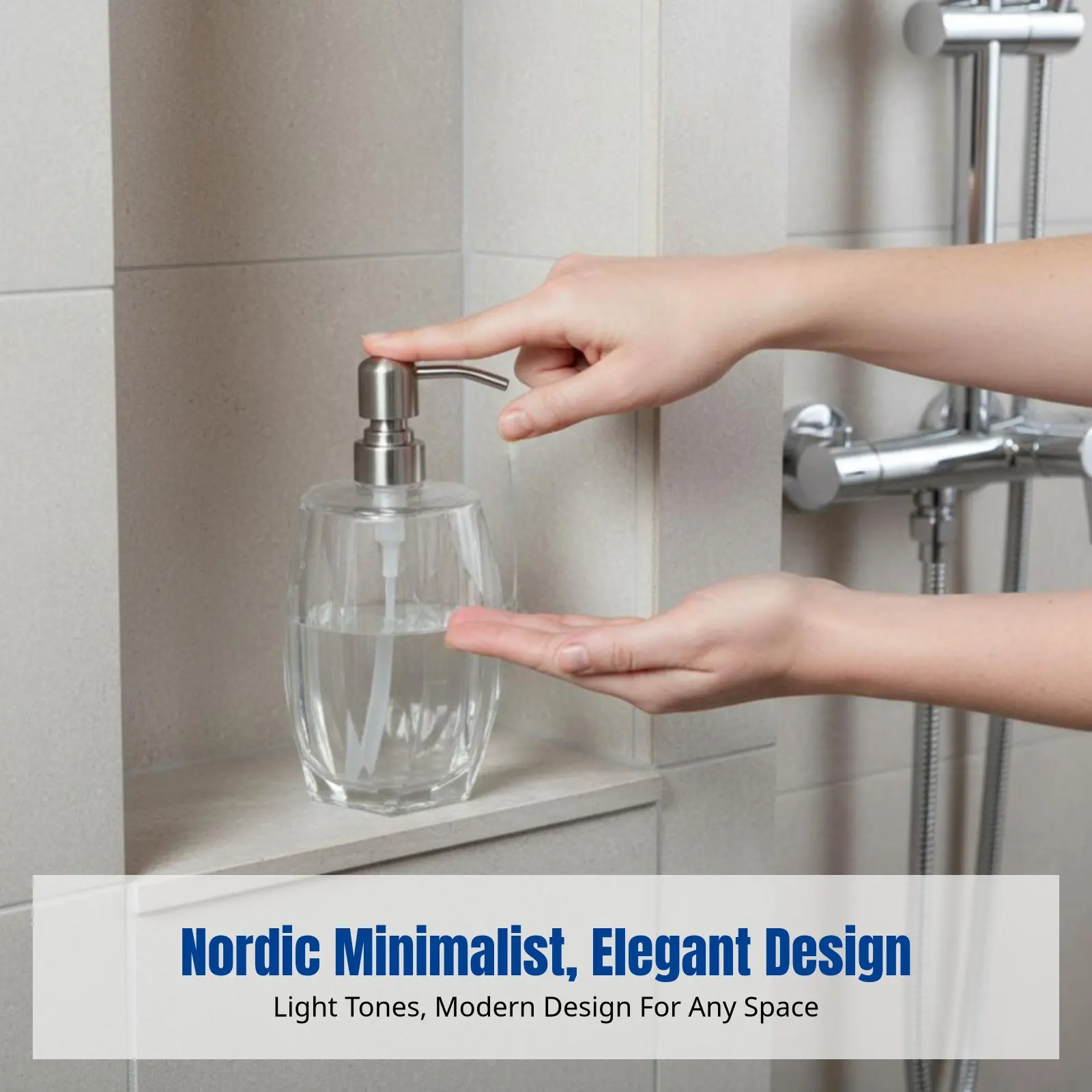 

Минималистичный прозрачный дозатор для лосьона, помпа из нержавеющей стали, большая емкость, для ванной комнаты, отеля, ресторана