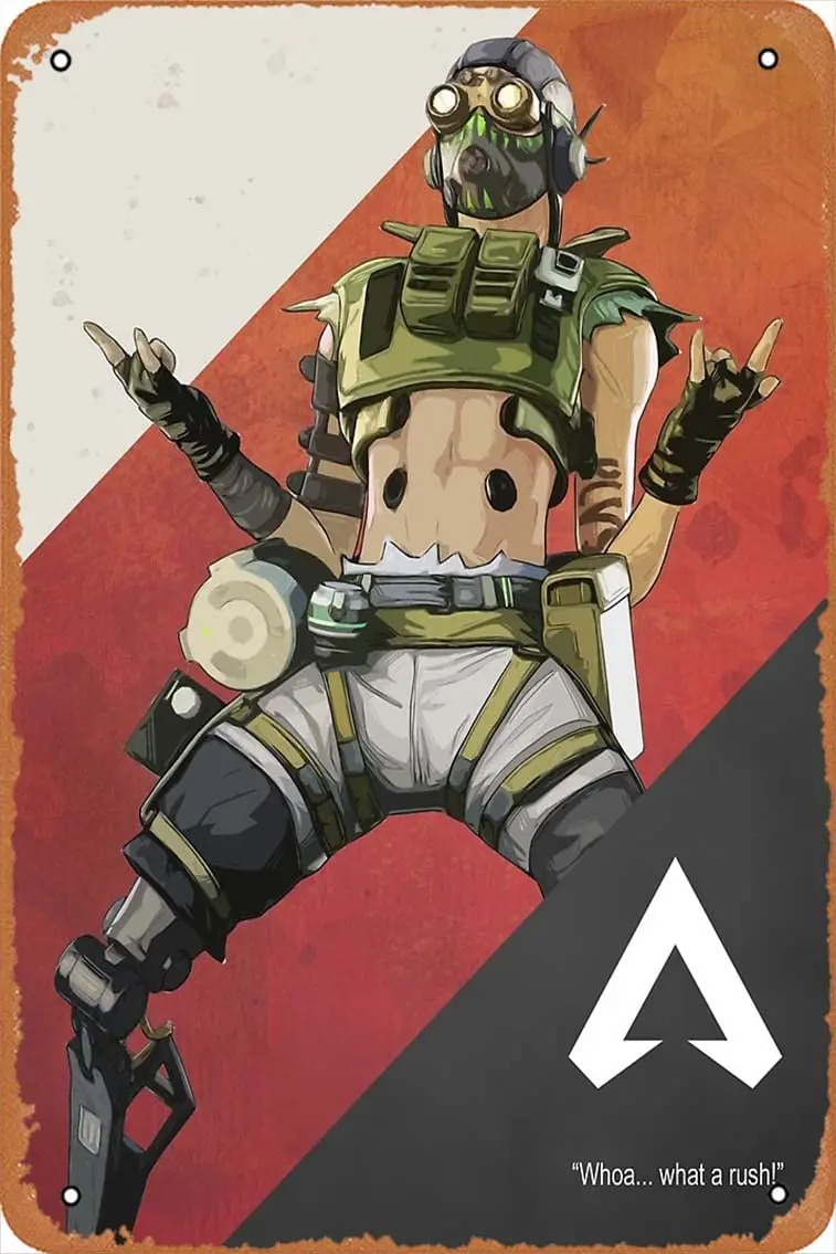 Apex Legends Octane Cutout Character Poster Metal Print Vintage Retro Metal Sign 8x12 Inch Man Cave Home Wall Decor