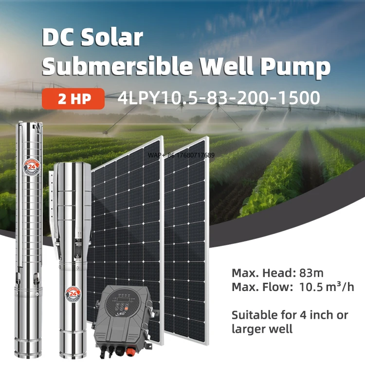 

2HP 10.5m³/h 83m 200v 1500w Four Smart Control Function AC/DC Solar Pump for Water for Irrigation and Agriculture