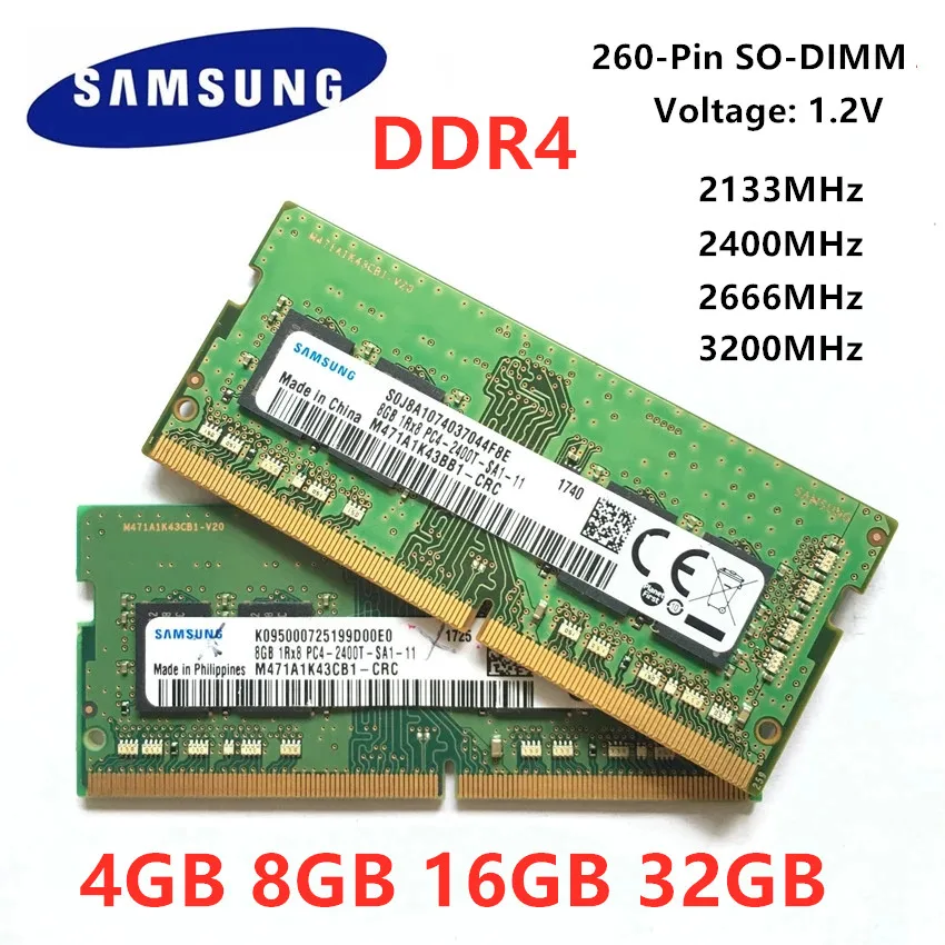 SAMSUNG DDR4 RAM 4GB 8GB 16GB 32GB Memória para laptop 2133MHz