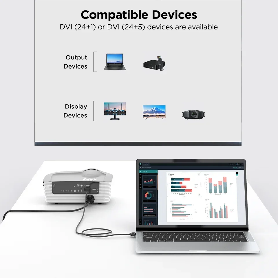 QGeeM DVI to DVI Cable 2K DVI Adapter for Xiaomi TV Box Dual Link Male to Male Digital Video Cables DVI Splitter DVI-D 24+1