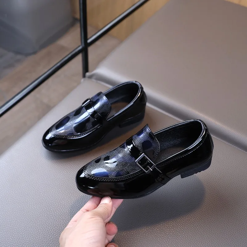 Mumoresip Kids School Leather Shoes Pointed-toe Children Uniform Loafers Perform Slip-on Non-slip Soft Boys Dress Low Heel Shoes