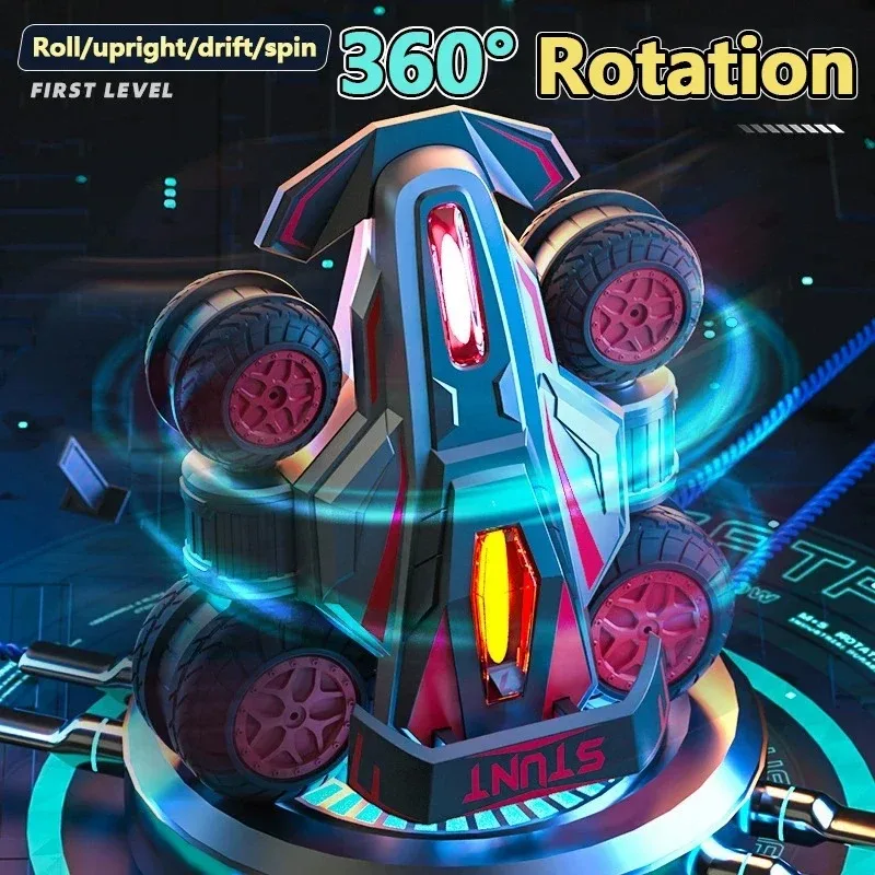 Remote Control Stunt Car 360 Degree Rotating 1:14 RC Cars with led Lights Music 4WD Drift RC Deformation Vehicles Toys for Boys