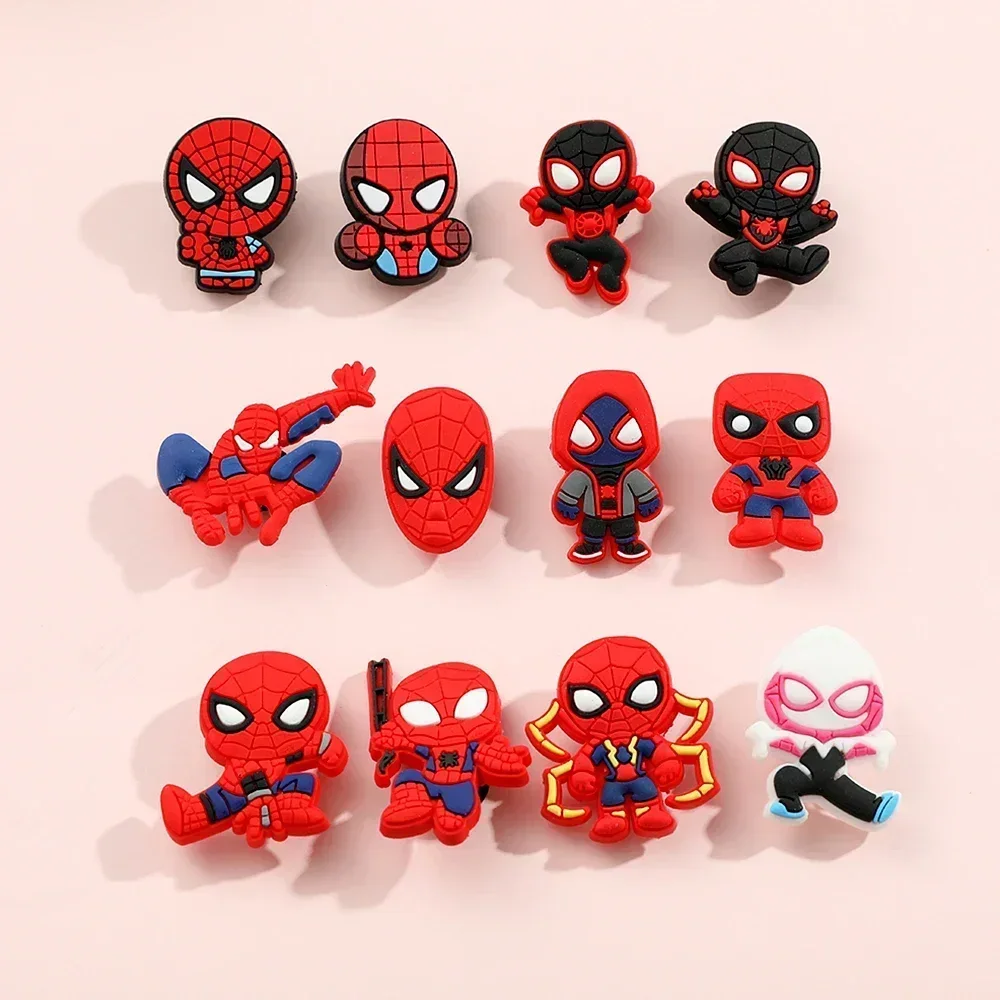 12/13pcs Spider-Man Shoe Charms Miles Spider Gwen Accessories PVC Shoes Buckles Decoration For Birthday Present MINISO - Image 3