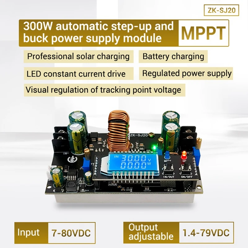 

ZK-SJ20 Automatic Step Up Down Module MPPT Buck Boost Converter Power Supply Module Adjustable Board With LCD Display