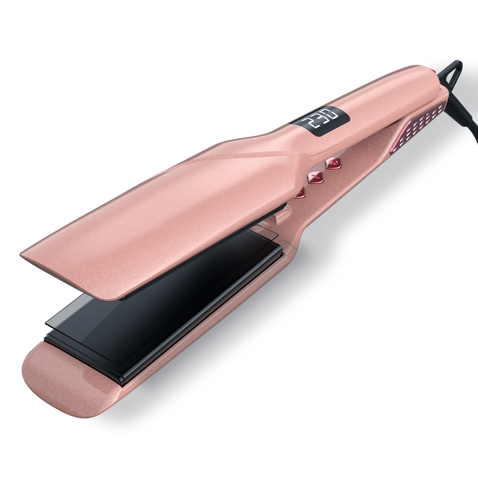 

45mm Wide Plate Hair Straightener, Ceramic Ionic Flat Iron, Dual Voltage, Frizz Free Styling Tool for Thick Curly Hair