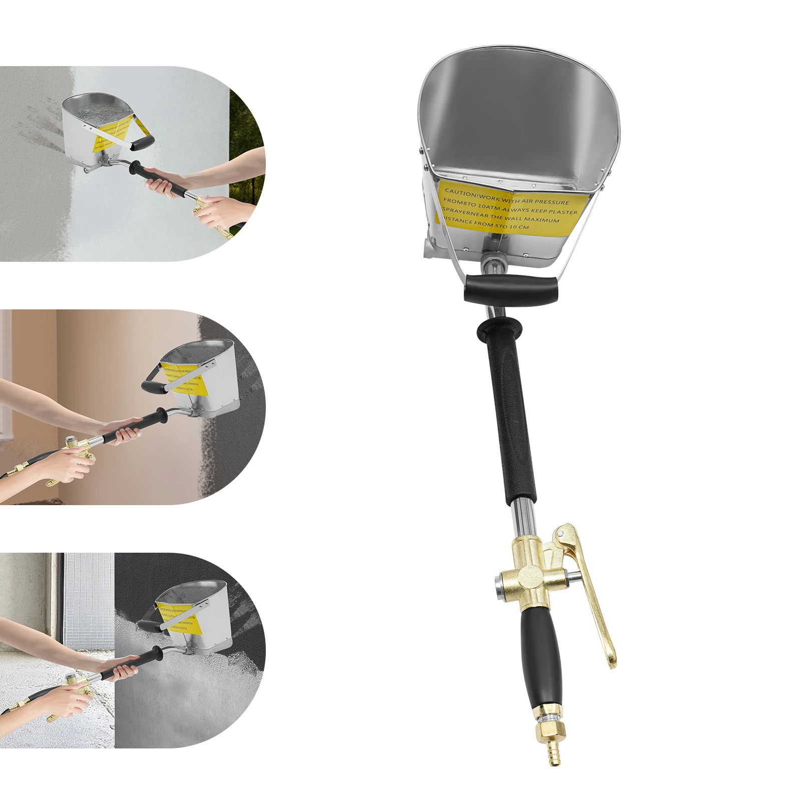 Cement Mortar Stucco Sprayer, Cement Spray Gun with 4 Jet, Wall Texture Sprayer with 3.5L Plaster