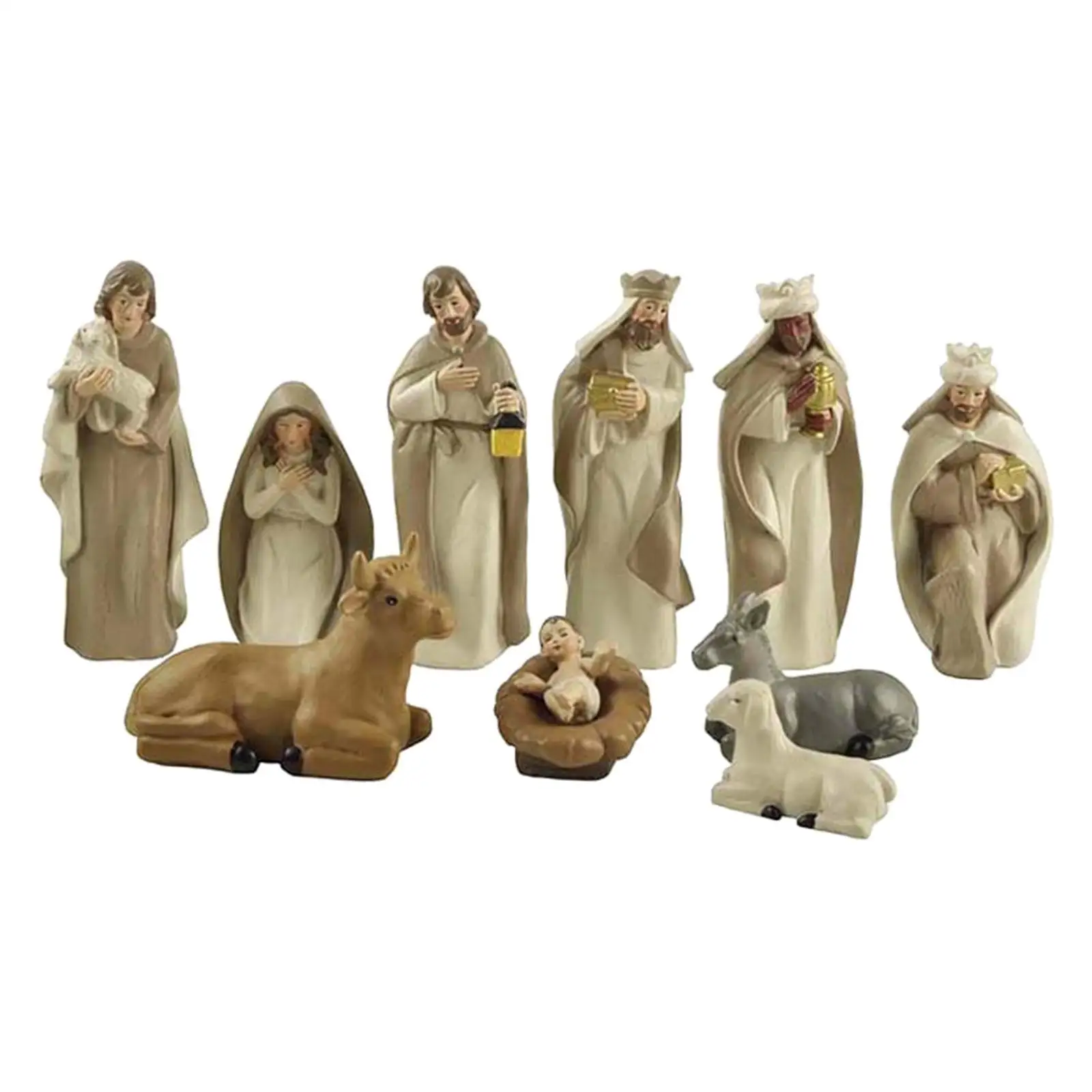 Nativity Figurines Multicolor Resin Sculptures Christmas Home Decoration Ornaments for Festive Table Setup