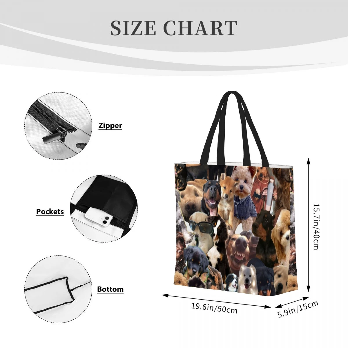 cat funny animal Handbag Printed Travel Shoulder Bag Large Capacity Women\'s Shopping Bags Strap Casual Fashion Canvas Strap