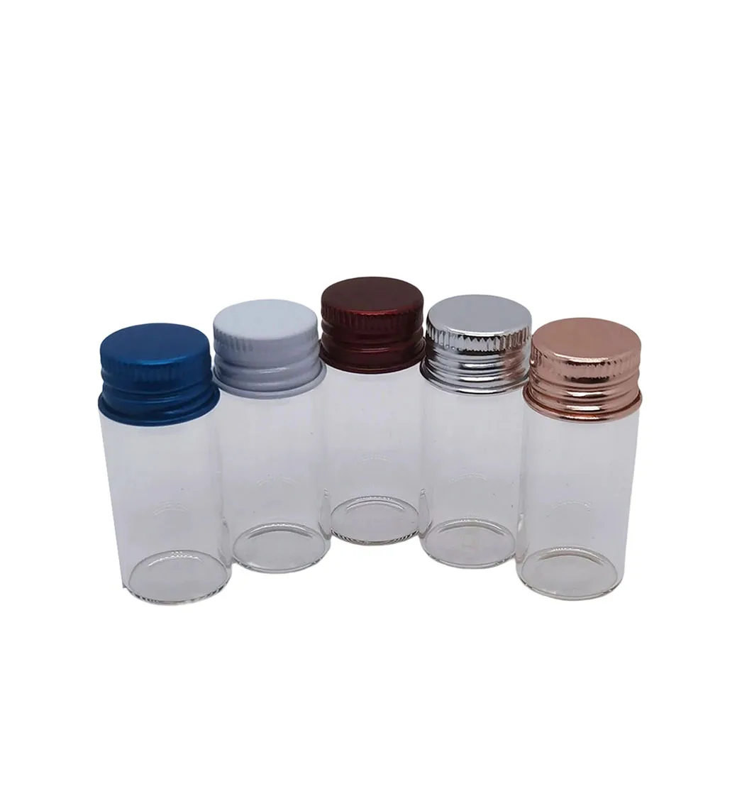 New Design 100 x 10ML Mini Transparent Glass Bottle Vial with Metal Cap 10CC 1/3OZ Clear Small Essential Oil Bottle