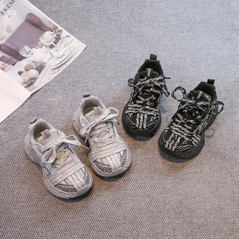 

Детская дышащая повседневная спортивная обувь с низким берцем и толстой подошвой, осень 202, модные трендовые универсальные удобные кроссовки для мальчиков