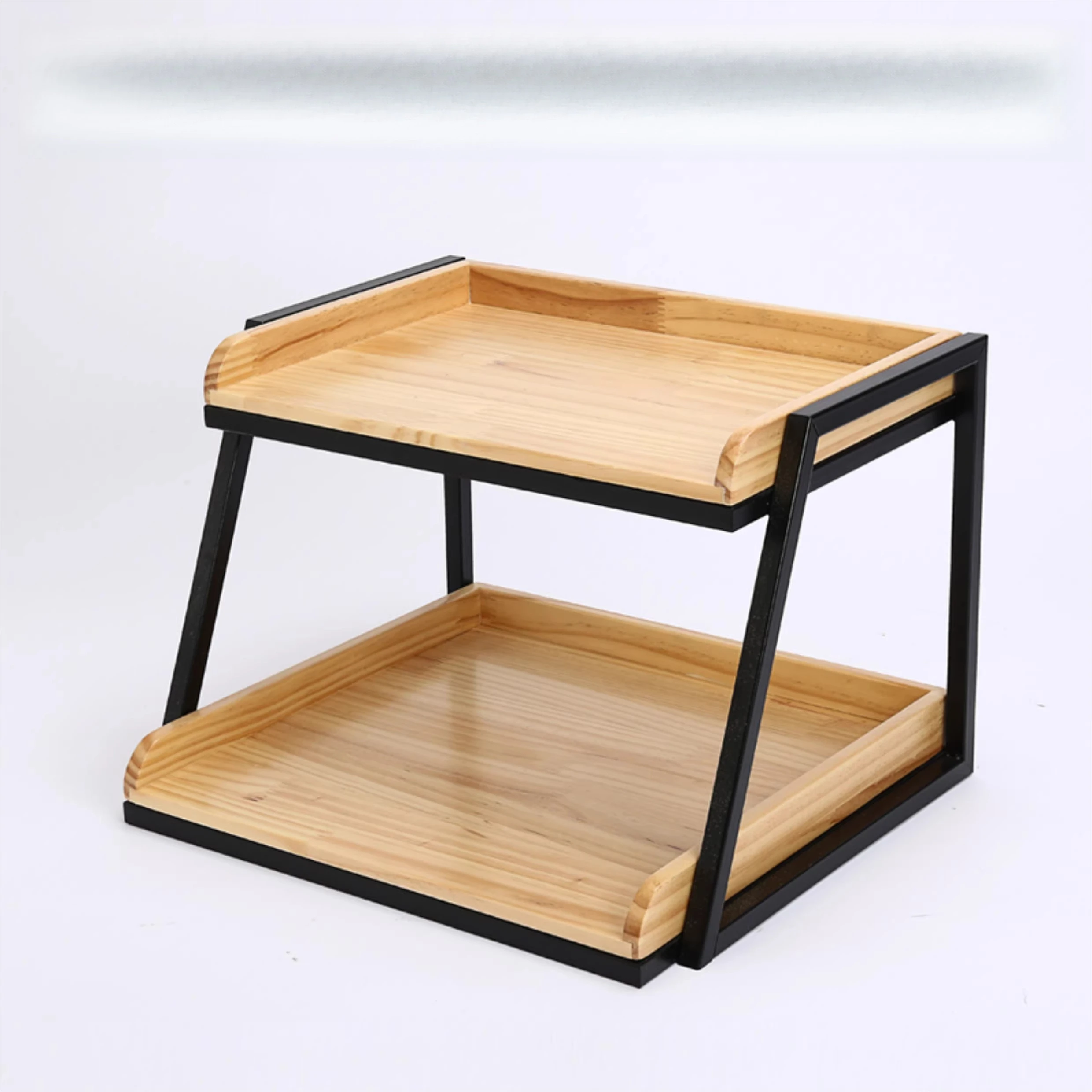 

Two-layer pine iron rack cake bakery supermarket fresh fruit dried fruit rack commercial end point display