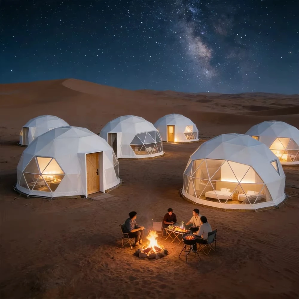 Wholesale Outdoor Hotel Resort PVC Transparent Round Canvas Geodesic Igloo Glamping Dome House Tent