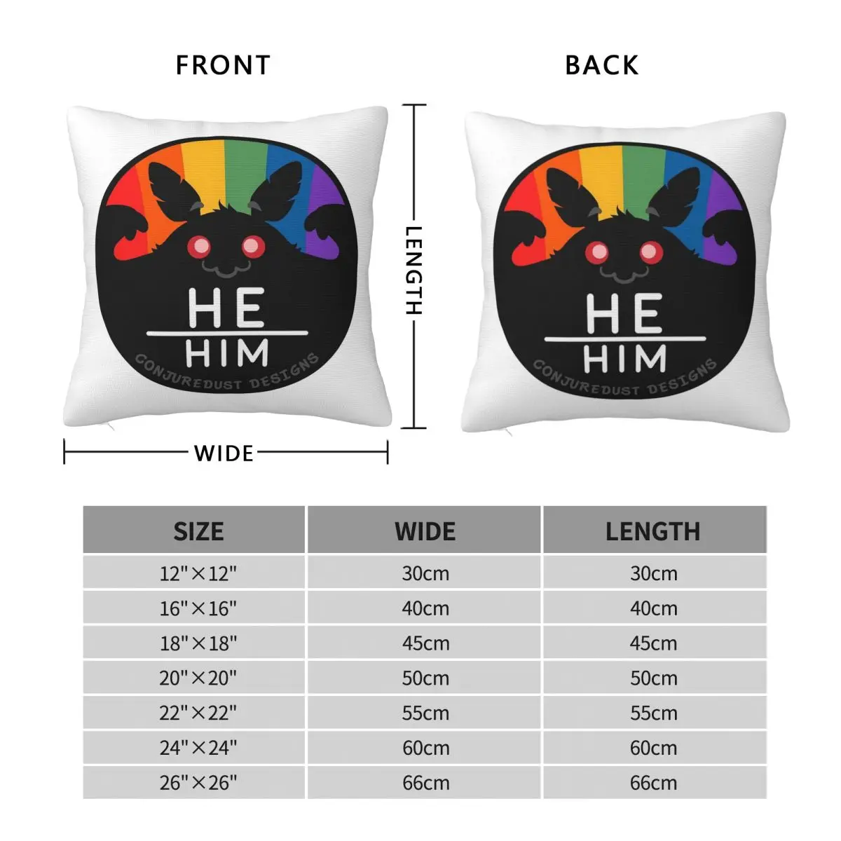 Cryptid Pronouns He Him Square Pillowcase Pillow Cover Polyester Cushion Zip Decorative Comfort Throw Pillow for Home Bedroom