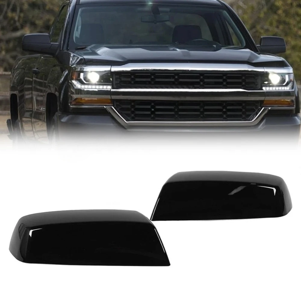 

22919758 22919757 ABS Glossy black Car Rearview Mirror Cover Caps For GMC Sierra For Chevy Silverado 2014-2018 1500 2500 3500
