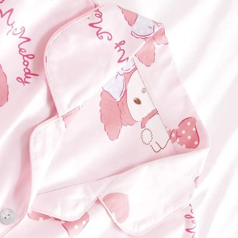 Sanrio Melody с принтом Kawaii Girl, пижамы Hello Kitty, весенне-осенний новый удобный комплект домашней одежды с длинными рукавами и героями мультфильмов