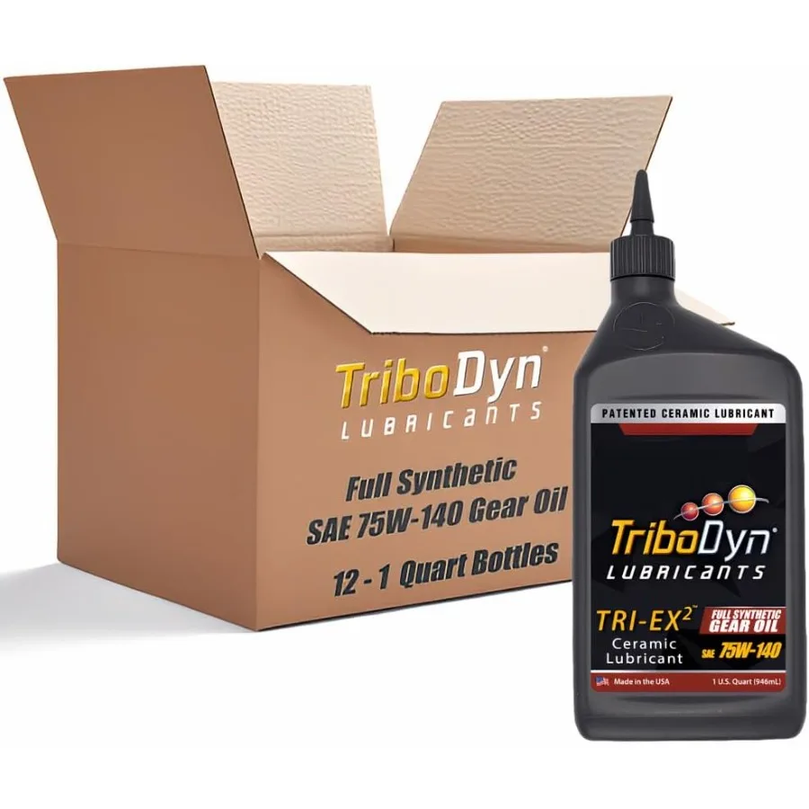 

75W140 Full Synthetic Gear Oil w Ceramic Tech GL5 Repairs Worn Gears Reduces Heat 12 Quart Case 75W140