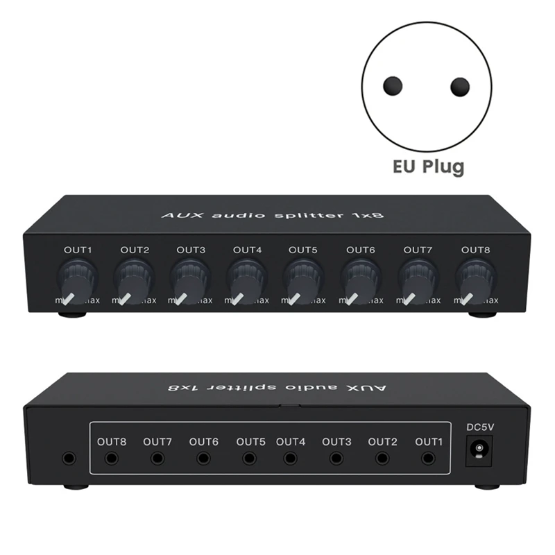AUX Audio Splitter หูฟังหลาย Audio Splitter เครื่องขยายเสียงสเตอริโอ Amp อะแดปเตอร์หูฟัง Splitter 1X8