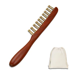 Head meridians massage comb copper wood meridians comb needling Guasha scalp relax Tools