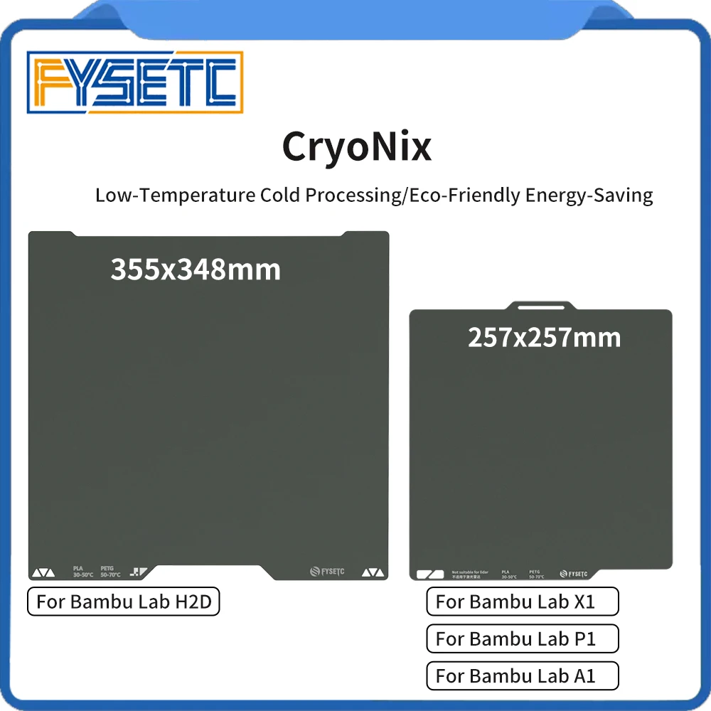

FYSETC CryoNix Upgraded Build Plate Double-sided Easy To Printing Steel Sheet for Bambu H2D H2S X1 P1 A1 3D Printers