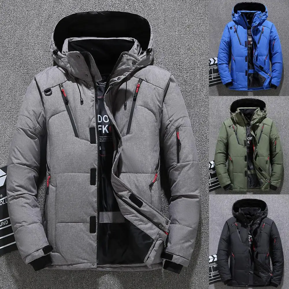 Winter Mens White Duck Down Jacket Warm Hooded Thick Slim Fit Puffer Jacket Coat Male Casual High Quality Overcoat Thermal