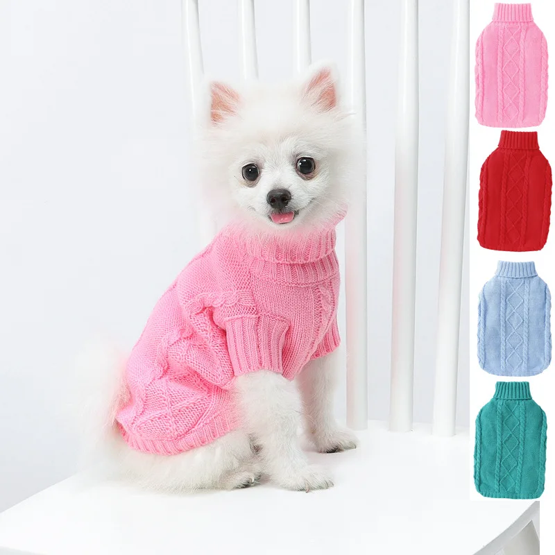 2022 New Dog Twist Texture Knitted Pullover Sweater Small Dog Spring and Autumn Two-legged Coat Cat Dog Clothes Pet Clothes