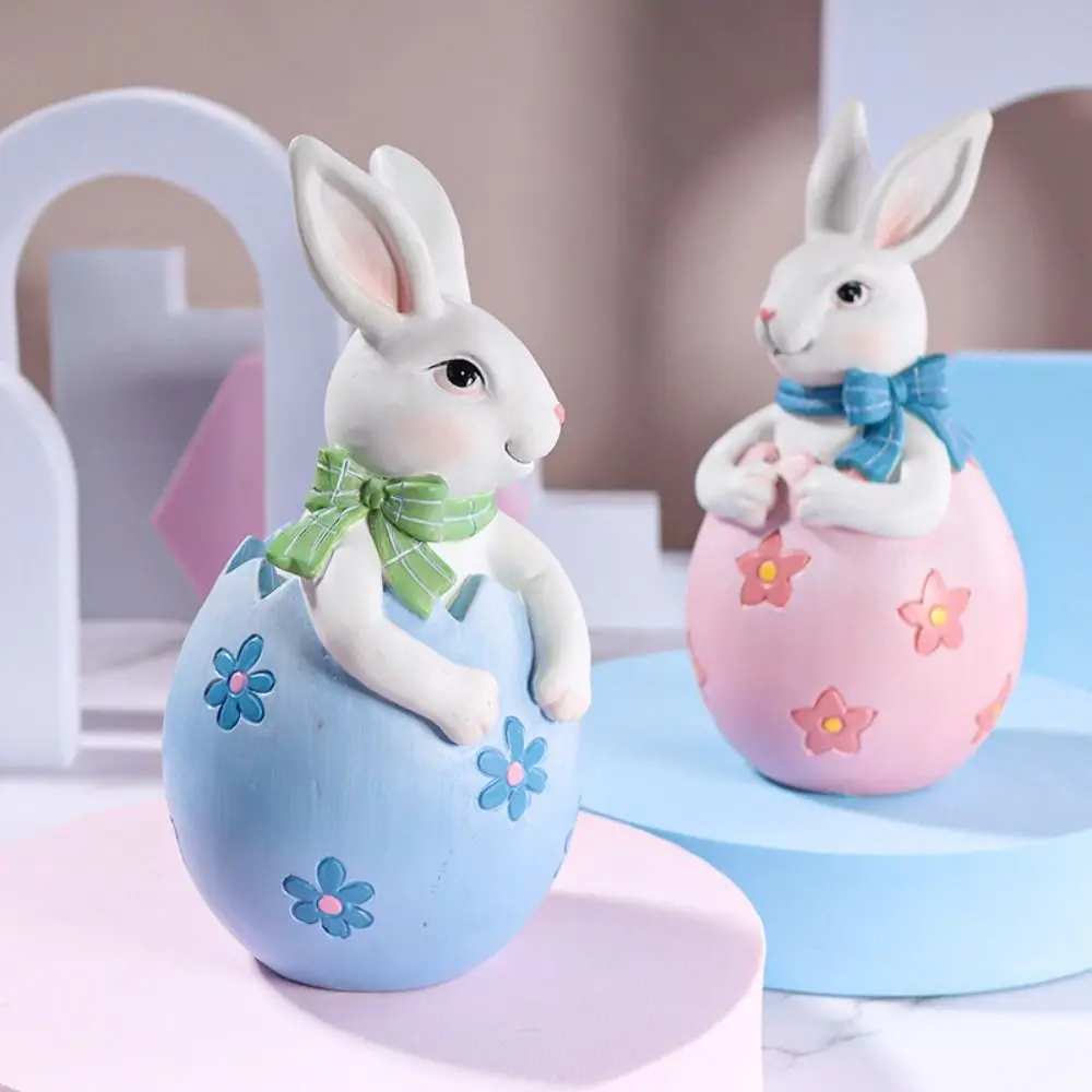 

Cute Easter Bunny Figurine Festival Realistic Rabbit Egg Hugging Statue Resin Crafts Bunny Desktop Ornament Outdoor Garden