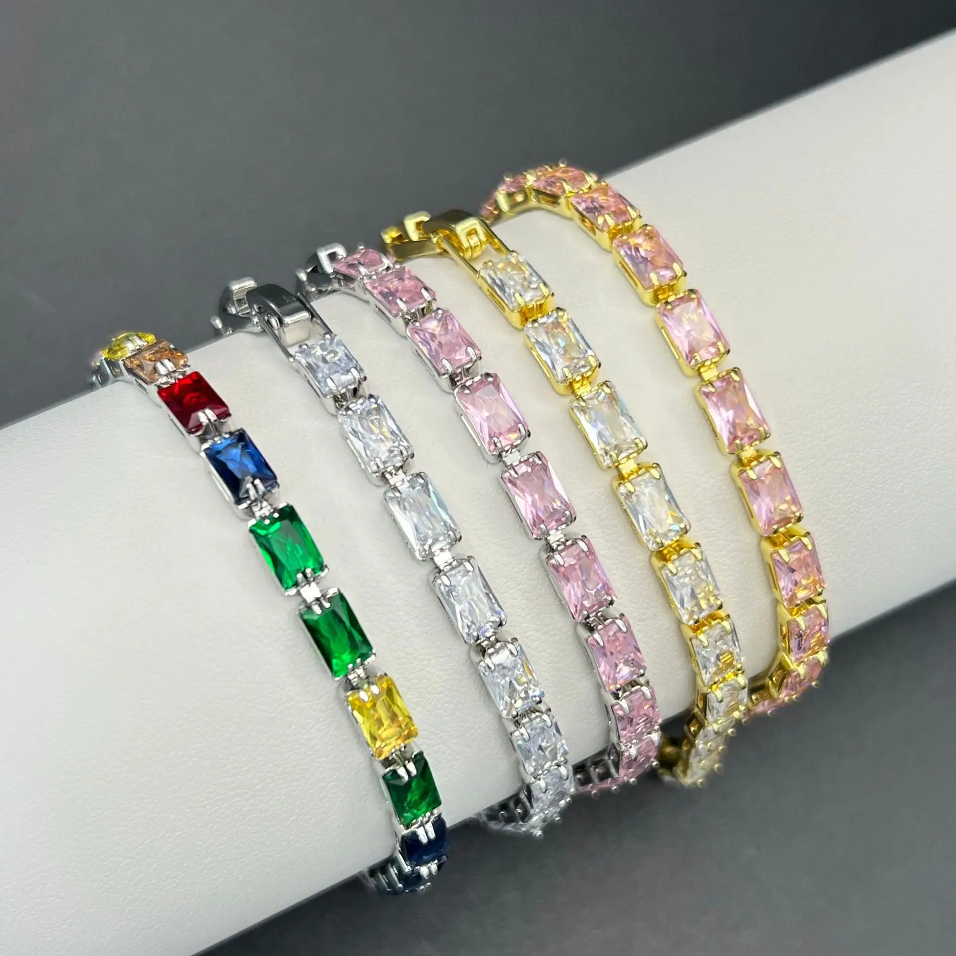 tennis bracelet multicolor Crystal Tennis Wrap Bracelet For Women Fashion Multicolor Rhinestone Elastic Chain Bangle Lady Party