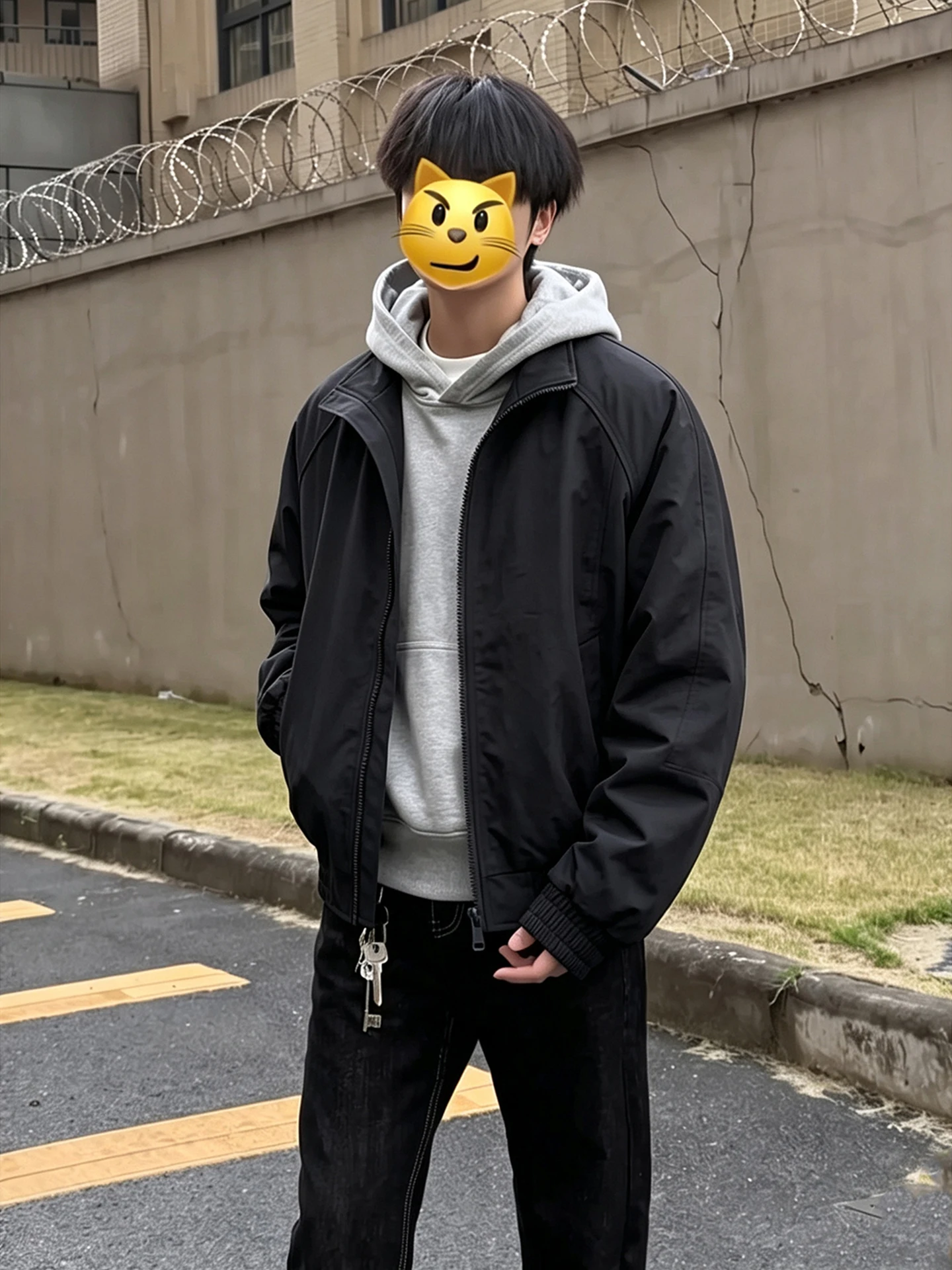 Cleanfit Dark Blue Double Zipper Flight Jacket Men's Short Baseball Style Autumn Outerwear Standard Fit Casual Style Youthful