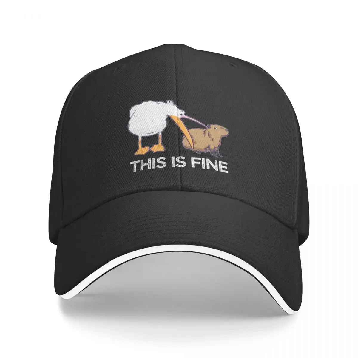 This is fine Meme funny Capybara dog Pelican Joke Baseball Cap Golf Hat Man funny hat Streetwear sun hat Men's Caps Women's