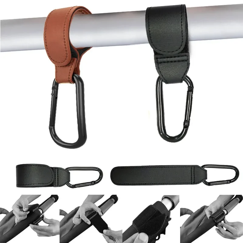 2/4pcs PU Leather Baby Stroller Hook for Pram Rotate 360 Degree Rotatable Cart Organizer Pram Hook Stroller Accessories