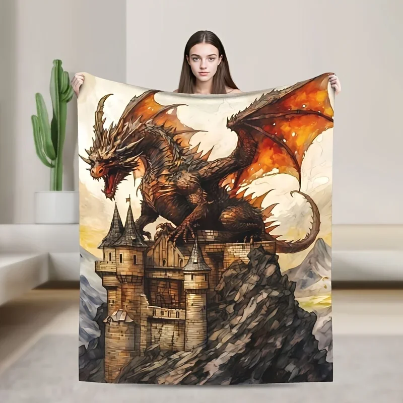 

Chengbao Zhongshenlong Flannel Throw Blanket Soft Warm Perfect for Bedroom Car Outdoor Sofa Travel Office Camping Gifts