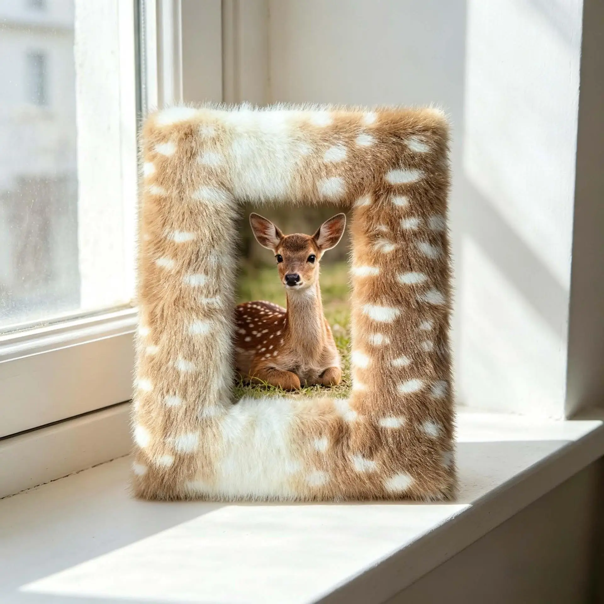 6/7/8 Deer-patterned Plush Photo Frame Made Of Density Board With Fabric Covering, Instant Photo Frame Picture Frame