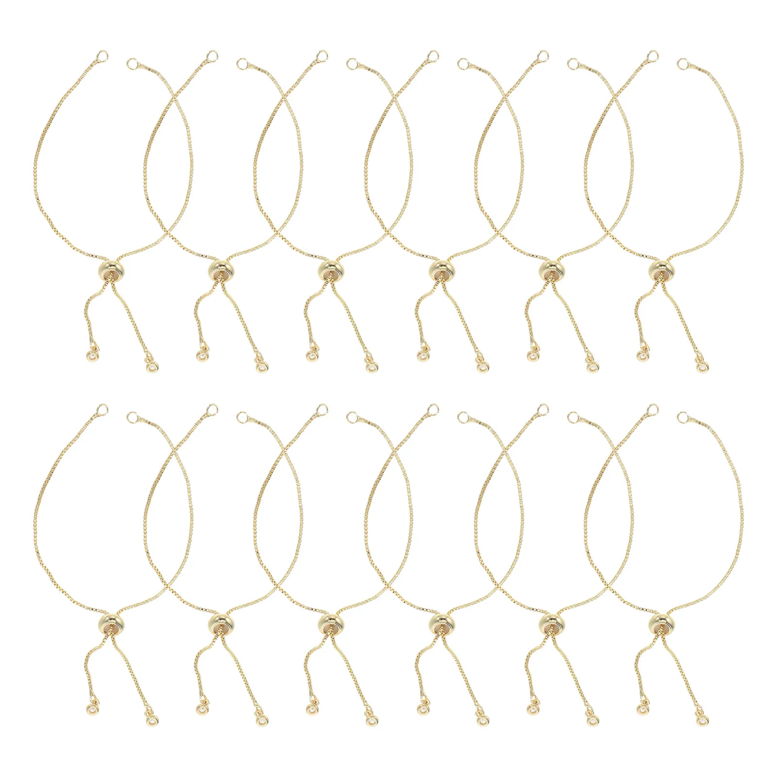 

12 pcs Adjustable Slider Extender Chains For Jewelry Making Gold Plated Dainty Bracelets Women Daily Wear Hand Wrist Chain