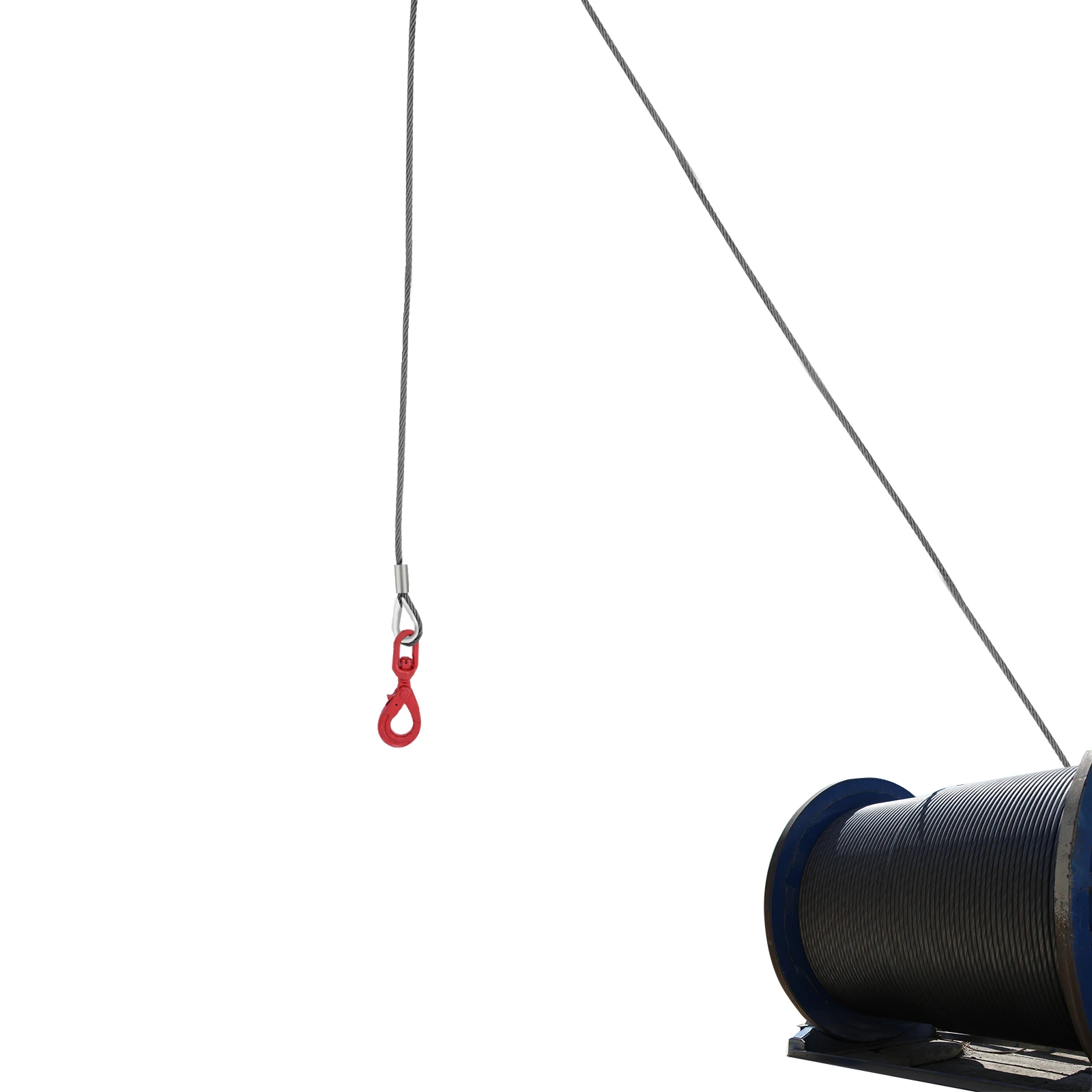 Crochet de câble métallique en acier au carbone 1/2 pouces x 75 pieds, crochet de sécurité autobloquant rouge, corde d'huile lourde porteuse à haute résistance.