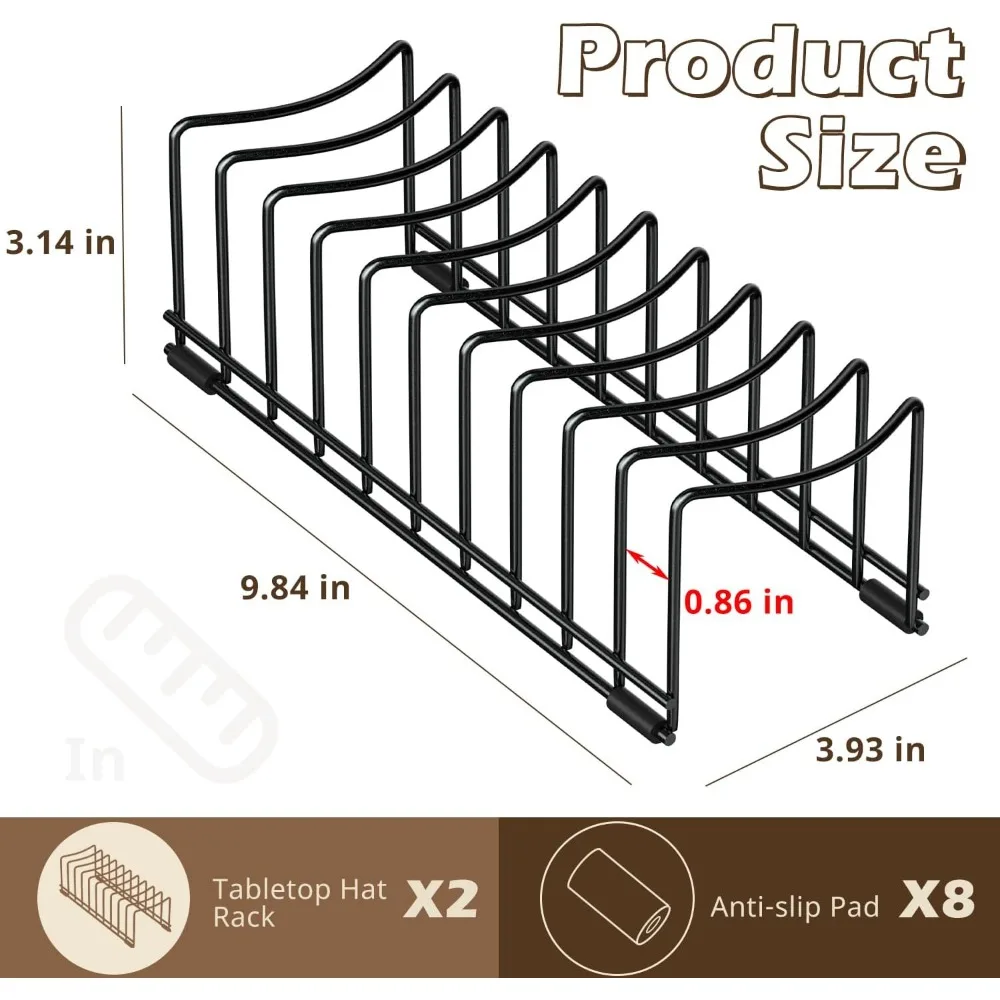2 Pack Hat Stand for Baseball Caps, No Install Hat Organizer for 20 Baseball Caps, Tabletop Hat Rack Stand with Anti-sli