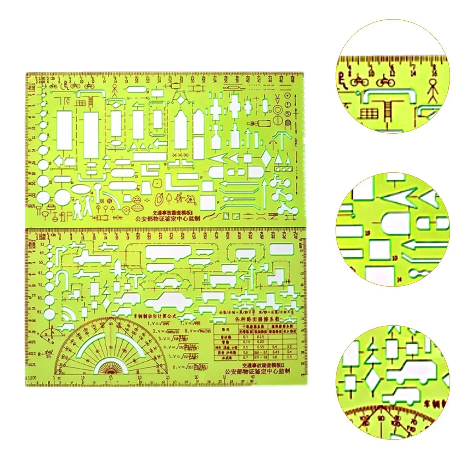 2x Traffic Accident Drawing Ruler Marking Drafting Stencil Accident Symbols