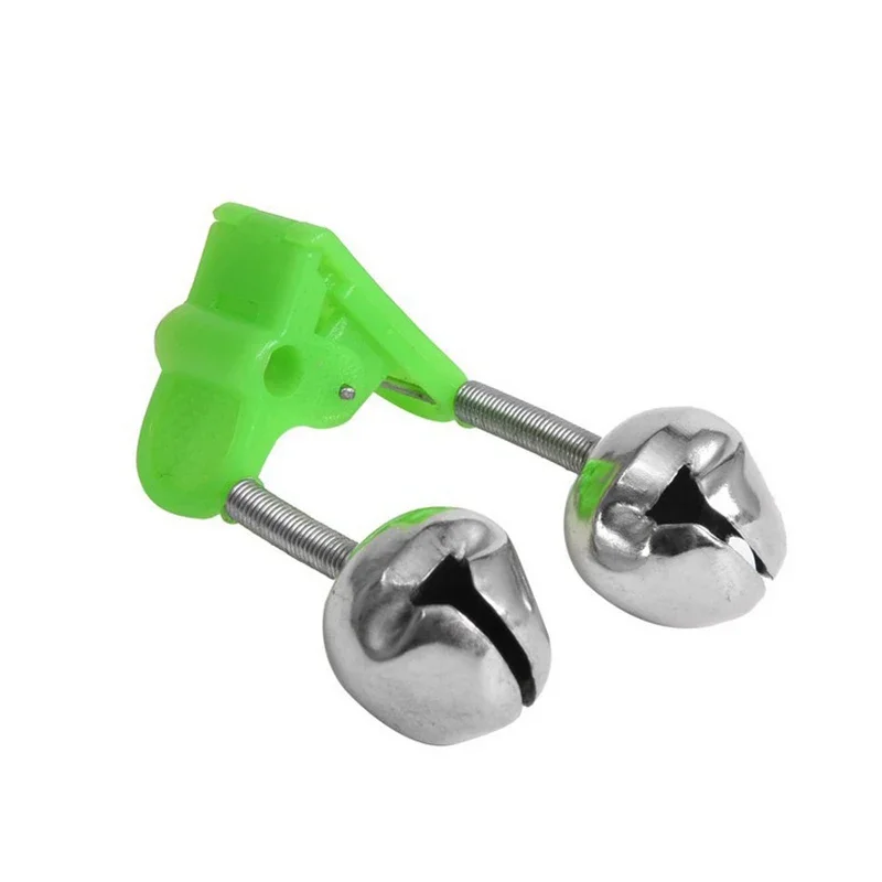 5 Pcs Fishing Bite Alarms Fishing Rod Bell Rod Clamp Tip Clip Bells Ring Green ABS Fishing Accessory Outdoor Metal Bells